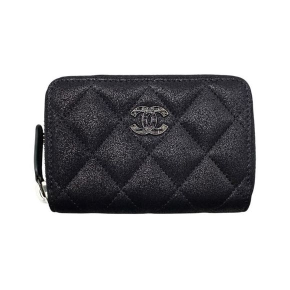 Chanel Card Case Coin Case Chain Me Coin Purse Matelasse Goatskin Coco Mark